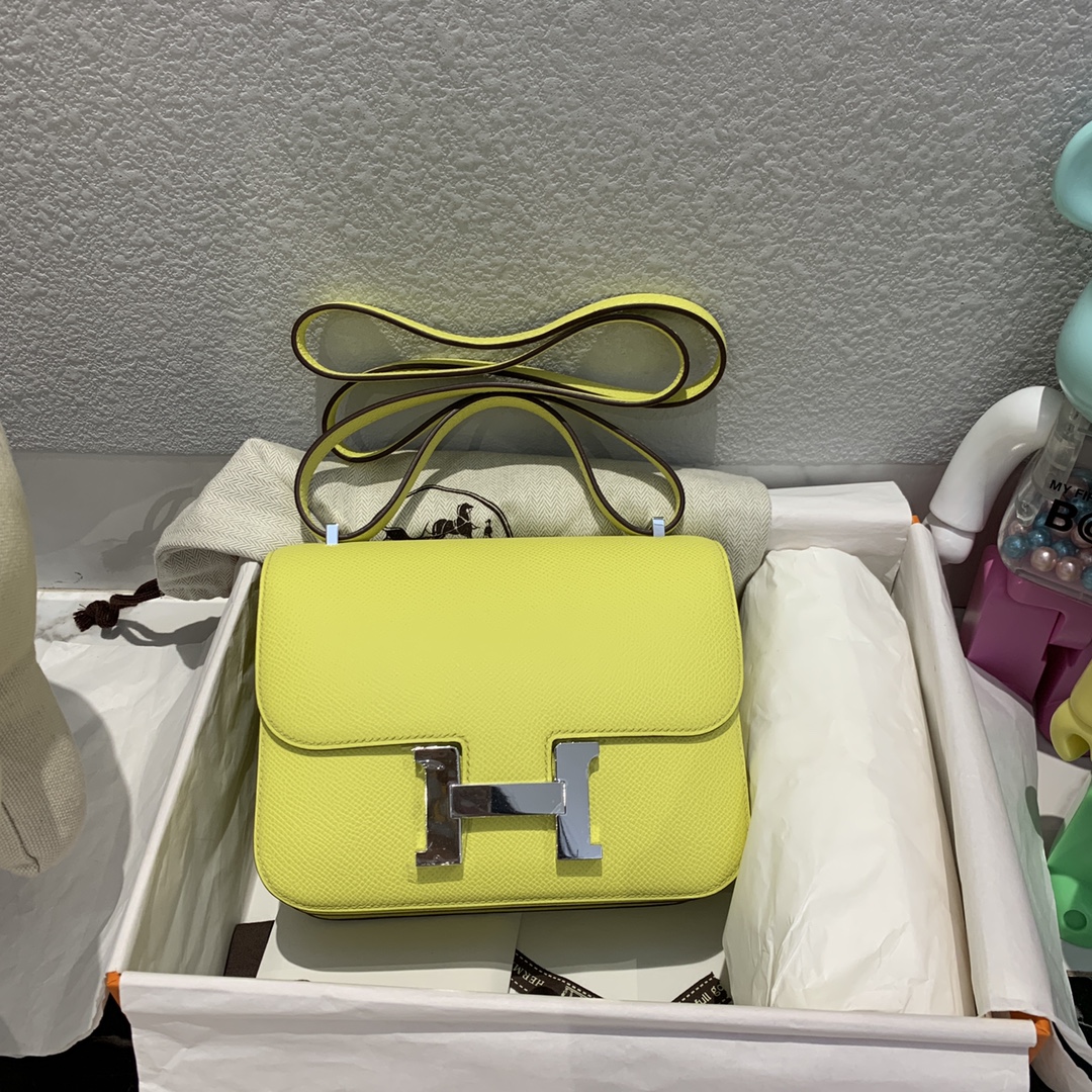 에르메스 콘스탄스18 레몬 옐로우 은장 앱송